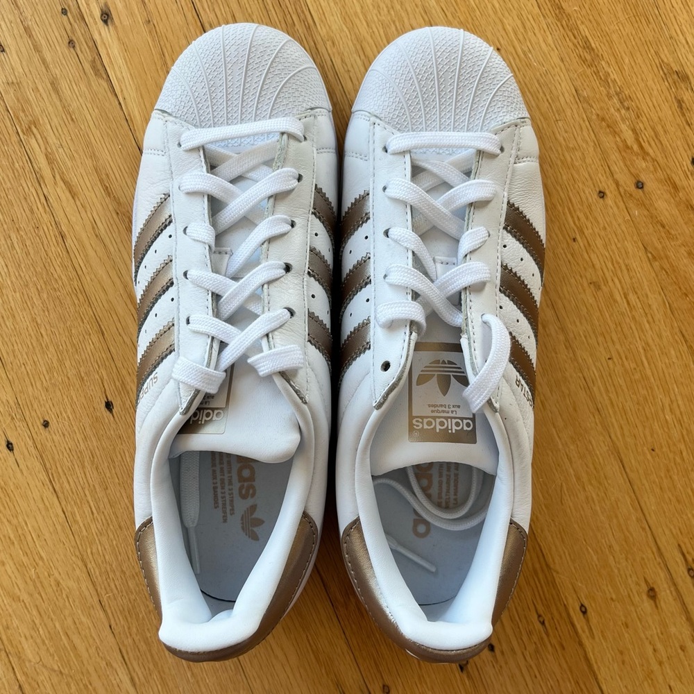 Women’s Rose Gold Adidas Superstars